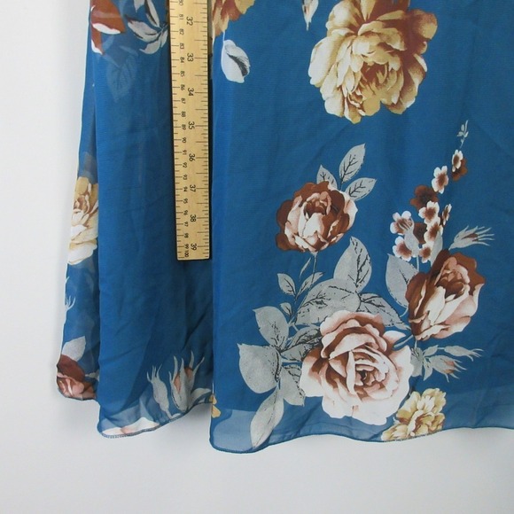 Baltic Born Smocked Midi Dress XL Blue Floral V Neck Boho Summer Party Chic 334 - Picture 8 of 12